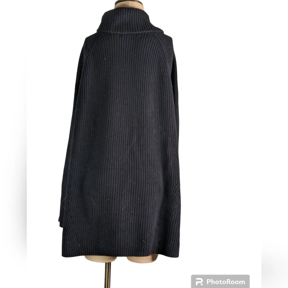 Garnet Hill Black Very Oversized Merino Wool & Cashmere Sweater, XS , EUC - Picture 2 of 4